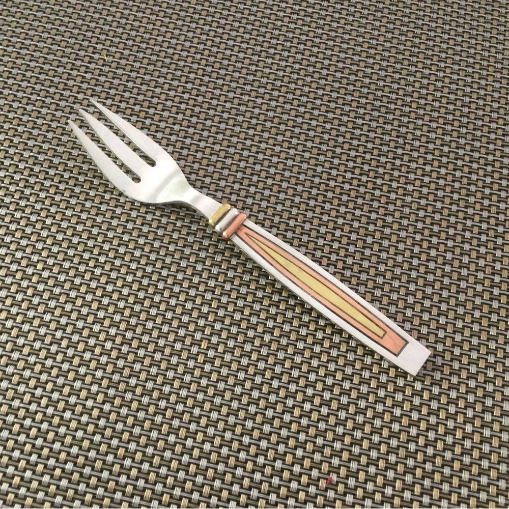 CLE Taxco Mexico Tri Color Sterling Silver Serving Fork -Mid Century 76.8 grams